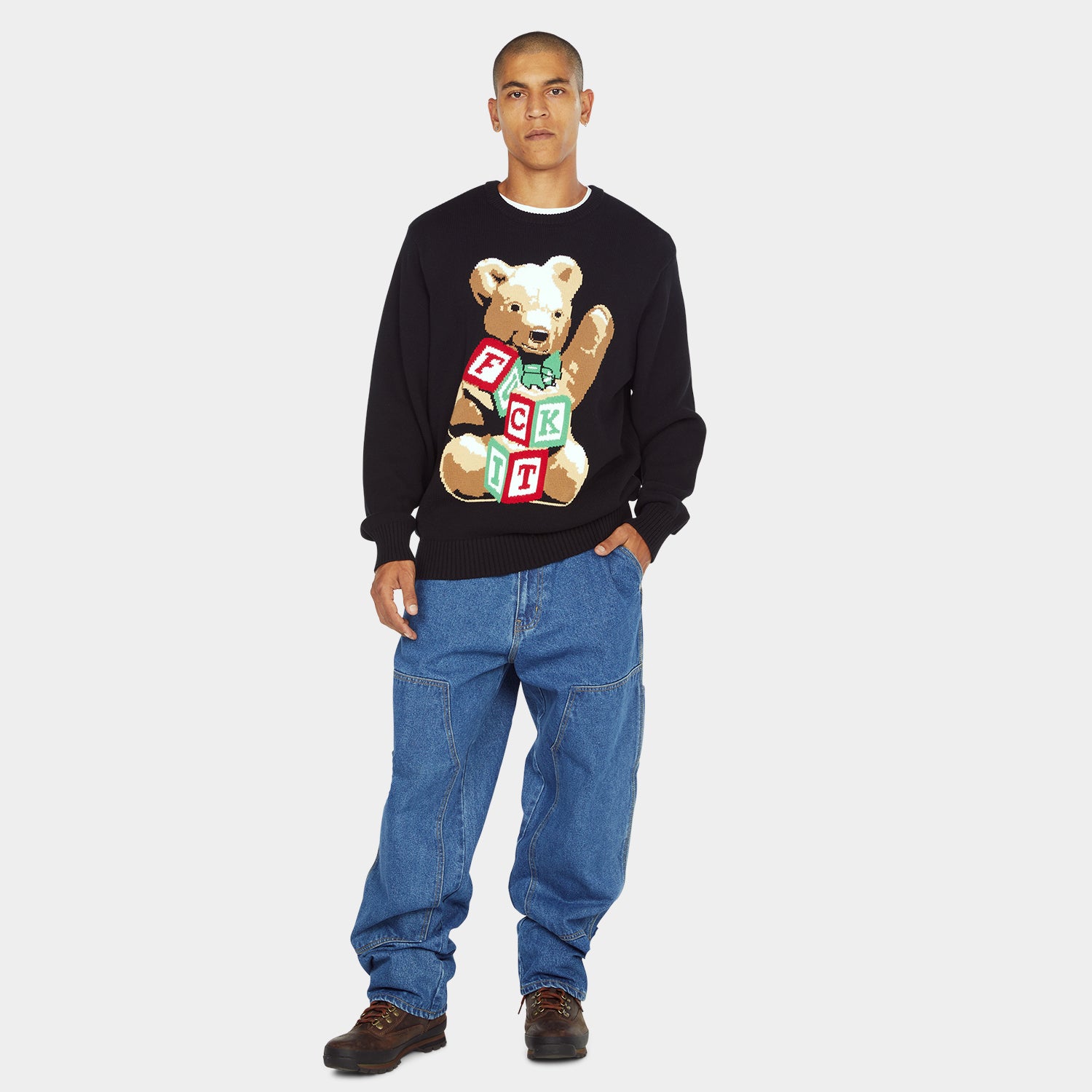 HUF (ハフ) Worldwide JP /KNITS & SWEATERS（ニット&セーター）/ GIFT BEAR INTARSIA SWEATER商品 / BLACK