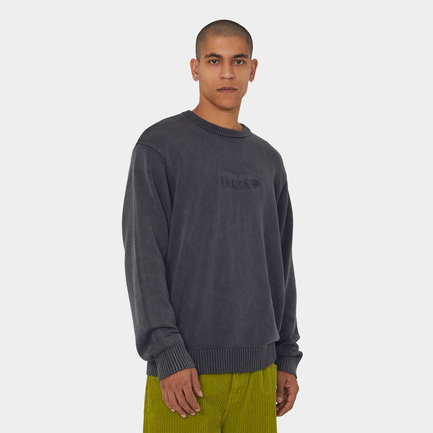 HUF (ハフ) Worldwide JP /KNITS & SWEATERS（ニット&セーター）/ PACIFIC WASH EMBOSSED CREWNECK商品 / BLUE