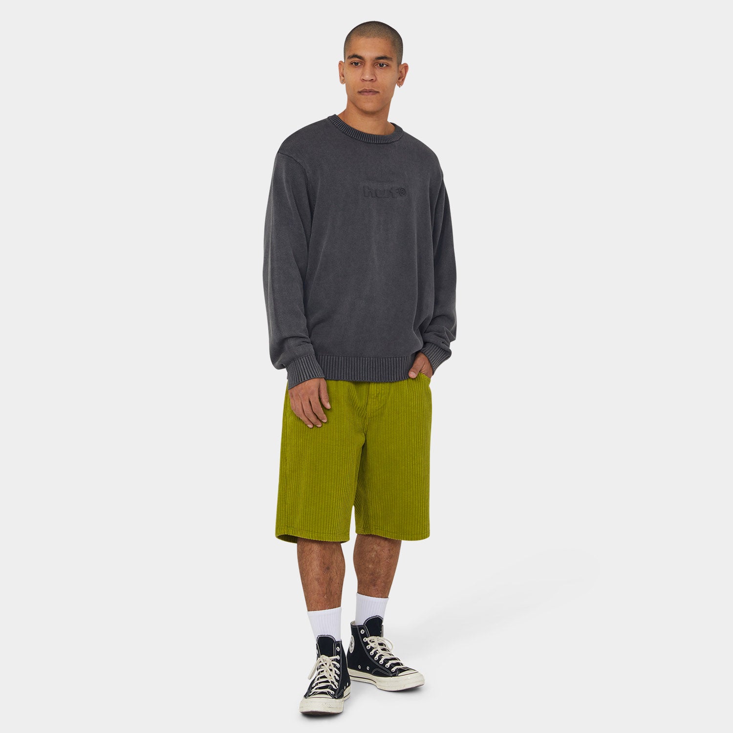 HUF (ハフ) Worldwide JP /KNITS & SWEATERS（ニット&セーター）/ PACIFIC WASH EMBOSSED CREWNECK商品 / BLUE