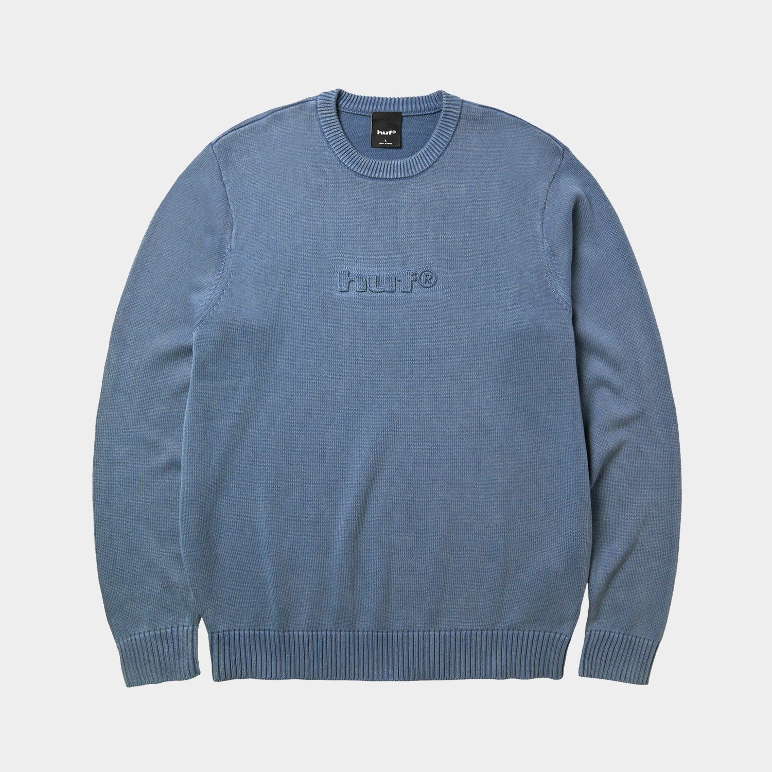 HUF (ハフ) Worldwide JP /KNITS & SWEATERS（ニット&セーター）/ PACIFIC WASH EMBOSSED CREWNECK商品 / BLUE
