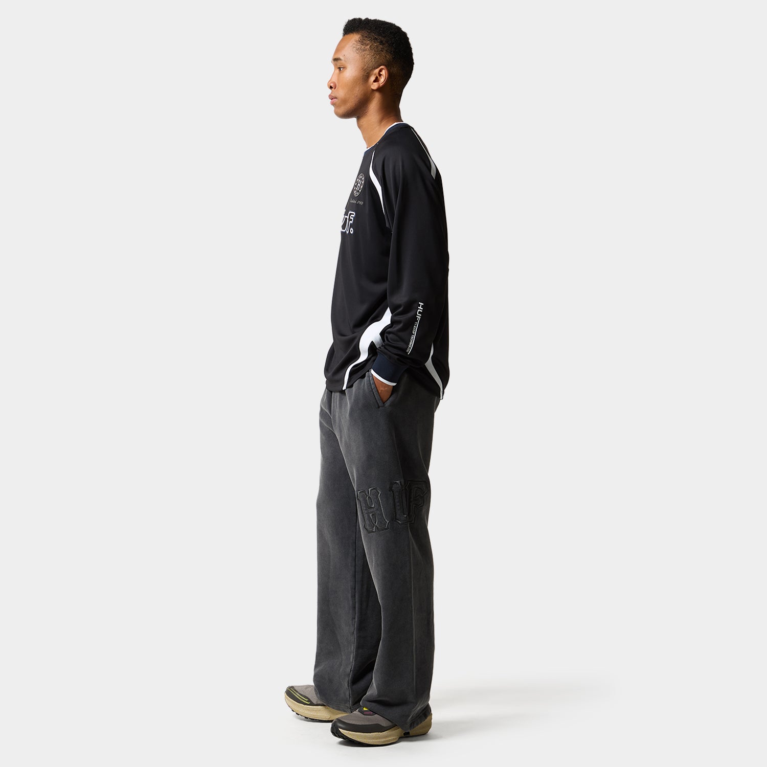 HUF (ハフ) Worldwide JP /TOPS & SHIRTS（トップス&シャツ）/ LUX JERSEY LS CREW商品 / BLACK