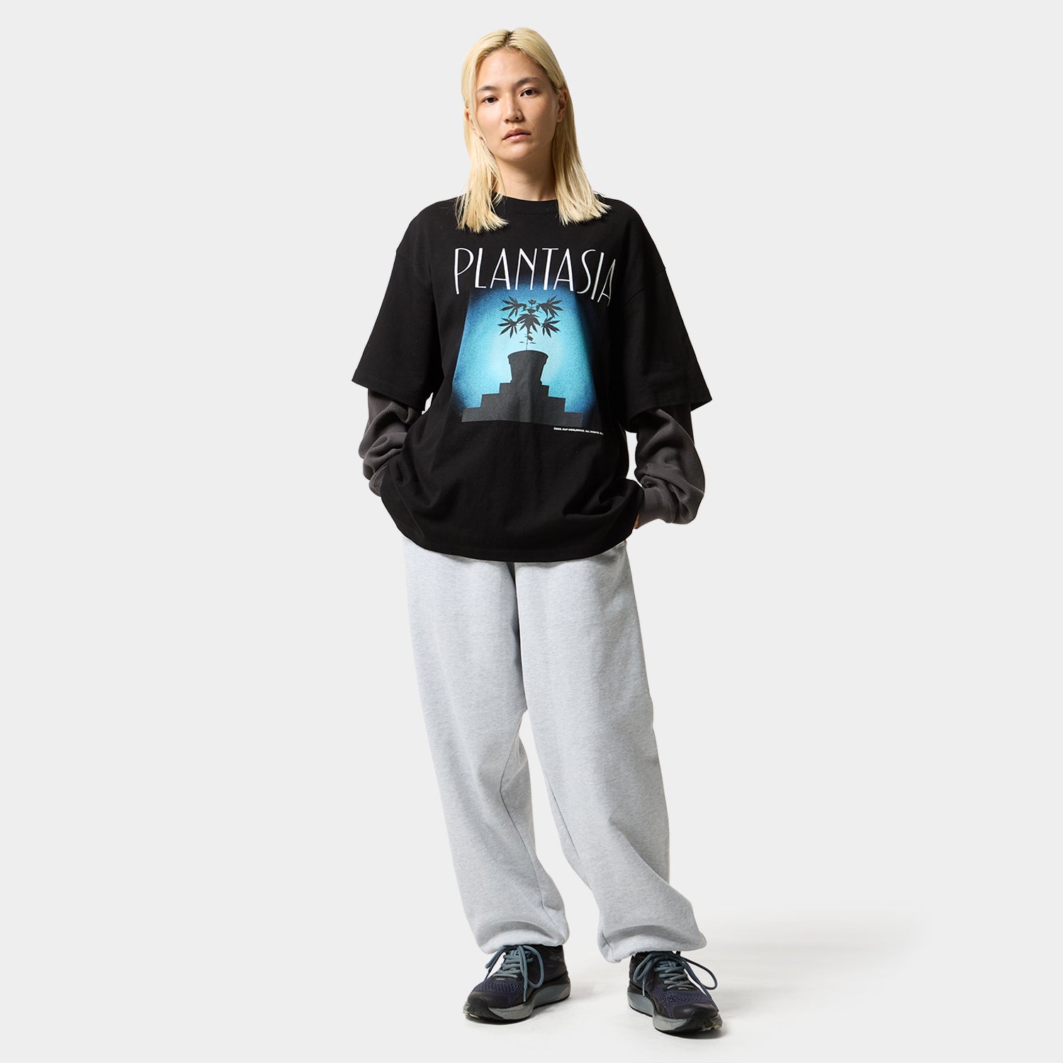 HUF (ハフ) Worldwide JP /TOPS & SHIRTS（トップス&シャツ）/ PLANTASIA DOUBLE LAYER LS TOP商品 / BLACK