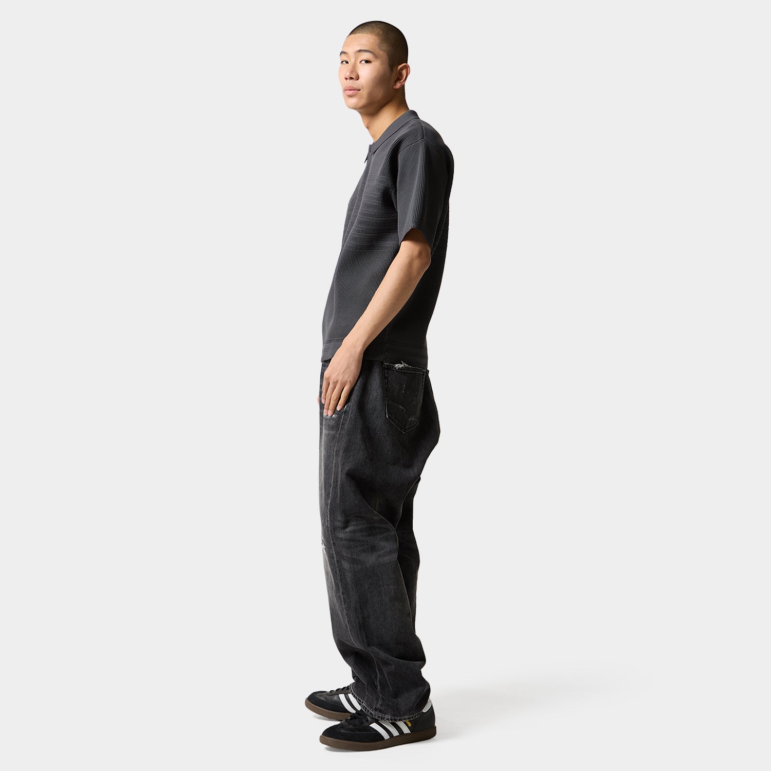 HUF (ハフ) Worldwide JP /TOPS & SHIRTS（トップス&シャツ）/ MEGABLAST KNIT POLO TOP商品 / CHARCOAL