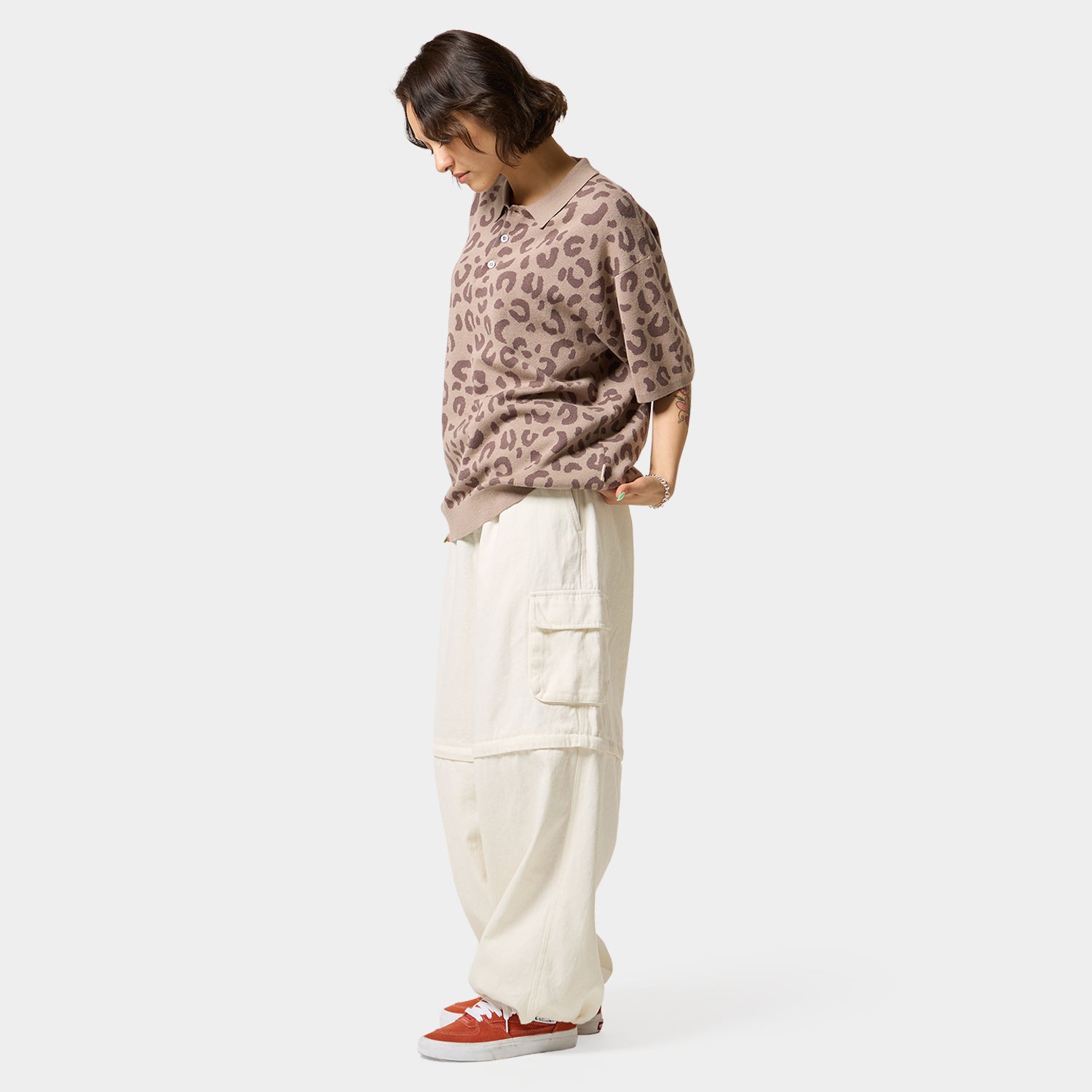 HUF (ハフ) Worldwide JP /TOPS & SHIRTS（トップス&シャツ）/ huf CO-OP CHUNKY CHEETAH KNIT POLO商品 / BEIGE