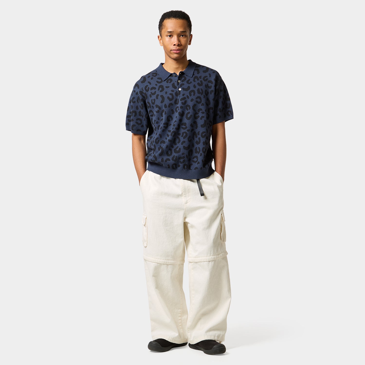 HUF (ハフ) Worldwide JP /TOPS & SHIRTS（トップス&シャツ）/ huf CO-OP CHUNKY CHEETAH KNIT POLO商品 / BEIGE
