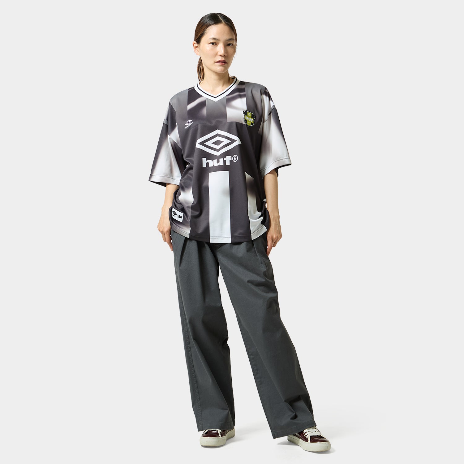 HUF (ハフ) Worldwide JP /TOPS & SHIRTS（トップス&シャツ）/ HUF X UMBRO STRIPE JERSEY商品 / BLACK