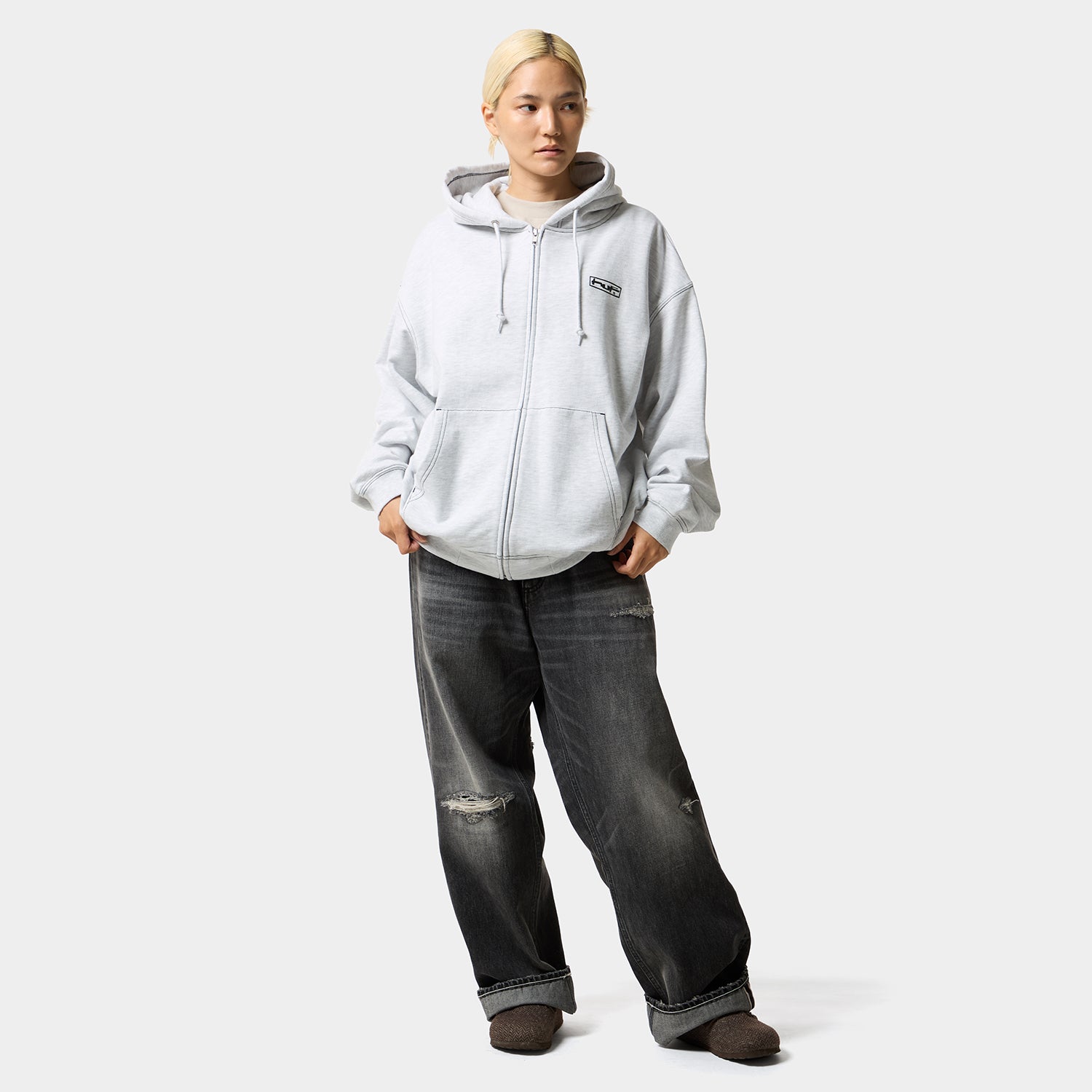 HUF (ハフ) Worldwide JP /HOODIES（パーカー）/ STRETCH FULL ZIP HOODIE商品 / ASH