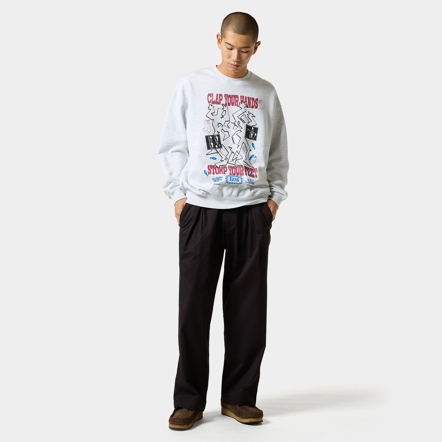 HUF (ハフ) Worldwide JP /SWEATSHIRTS（スウェットシャツ）/ EVERYBODY GET LOOSE CREW商品 / ASH GREY