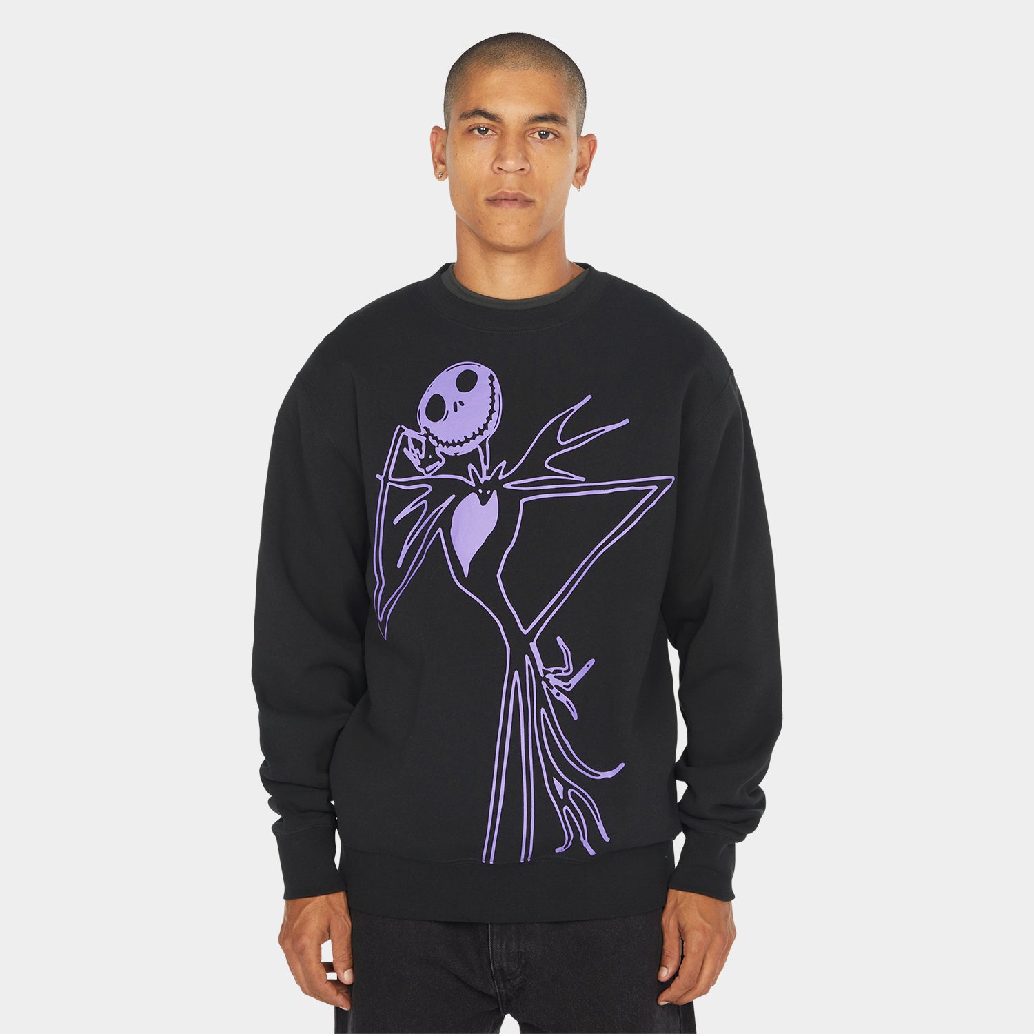 HUF (ハフ) Worldwide JP /SWEATSHIRTS（スウェットシャツ）/ HUF X THE NIGHTMARE BEFORE CHRISTMAS JACK SKELLINGTON CREW商品 / BLACK