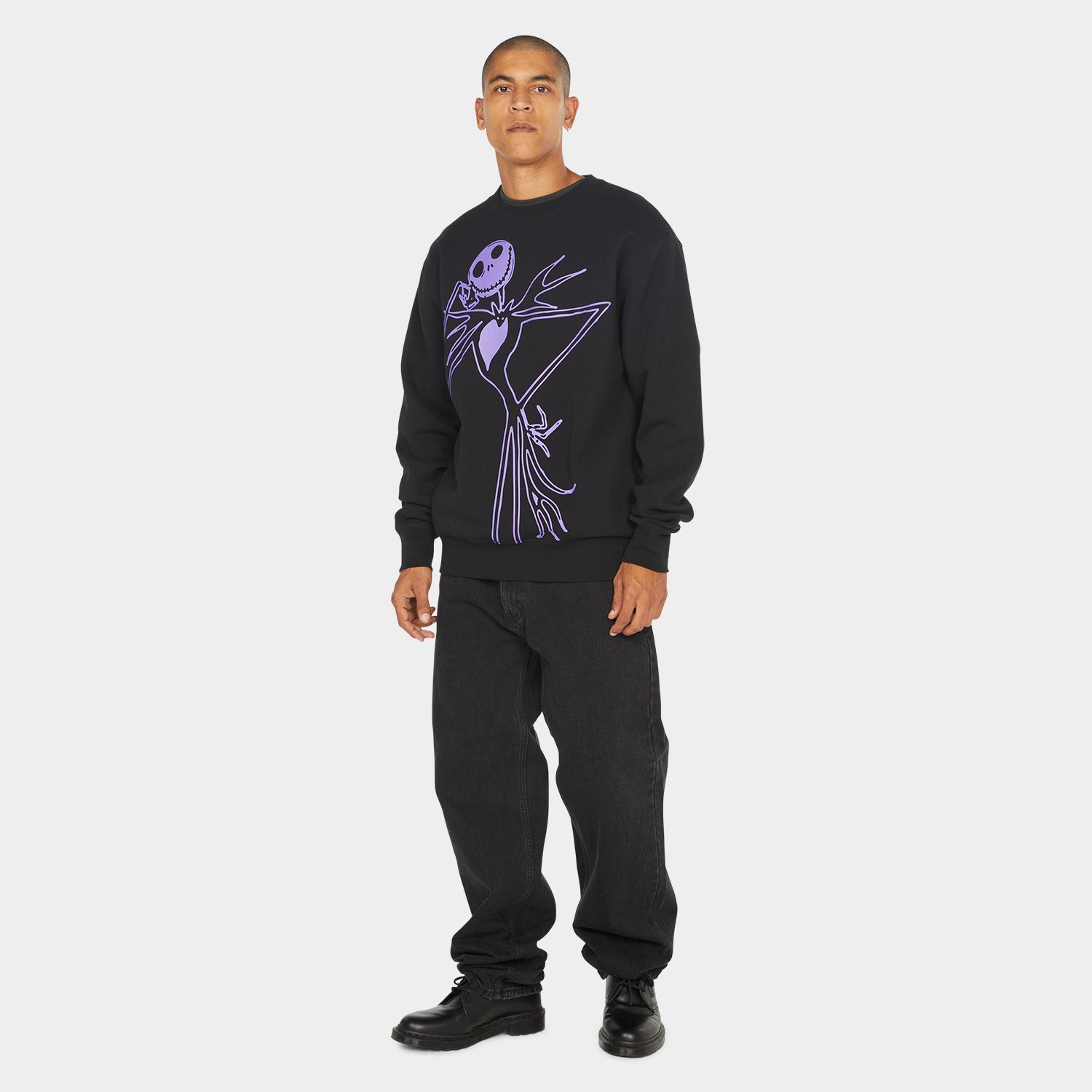 HUF (ハフ) Worldwide JP /SWEATSHIRTS（スウェットシャツ）/ HUF X THE NIGHTMARE BEFORE CHRISTMAS JACK SKELLINGTON CREW商品 / BLACK