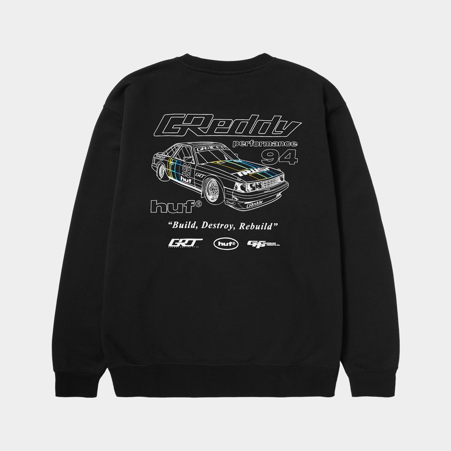 HUF (ハフ) Worldwide JP /SWEATSHIRTS（スウェットシャツ）/ HUF X GREDDY RETRO MOD CREW商品 / BLACK
