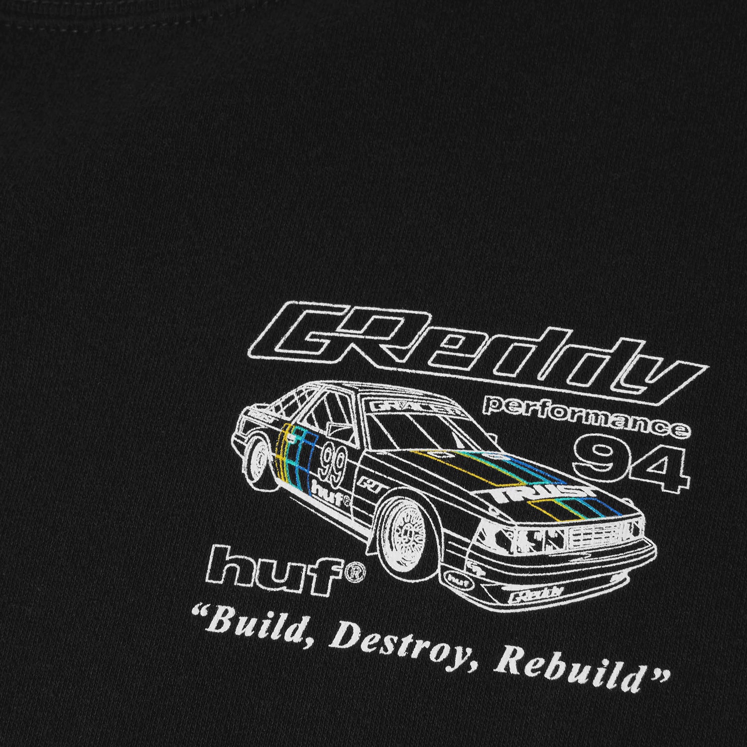 HUF (ハフ) Worldwide JP /SWEATSHIRTS（スウェットシャツ）/ HUF X GREDDY RETRO MOD CREW商品 / BLACK