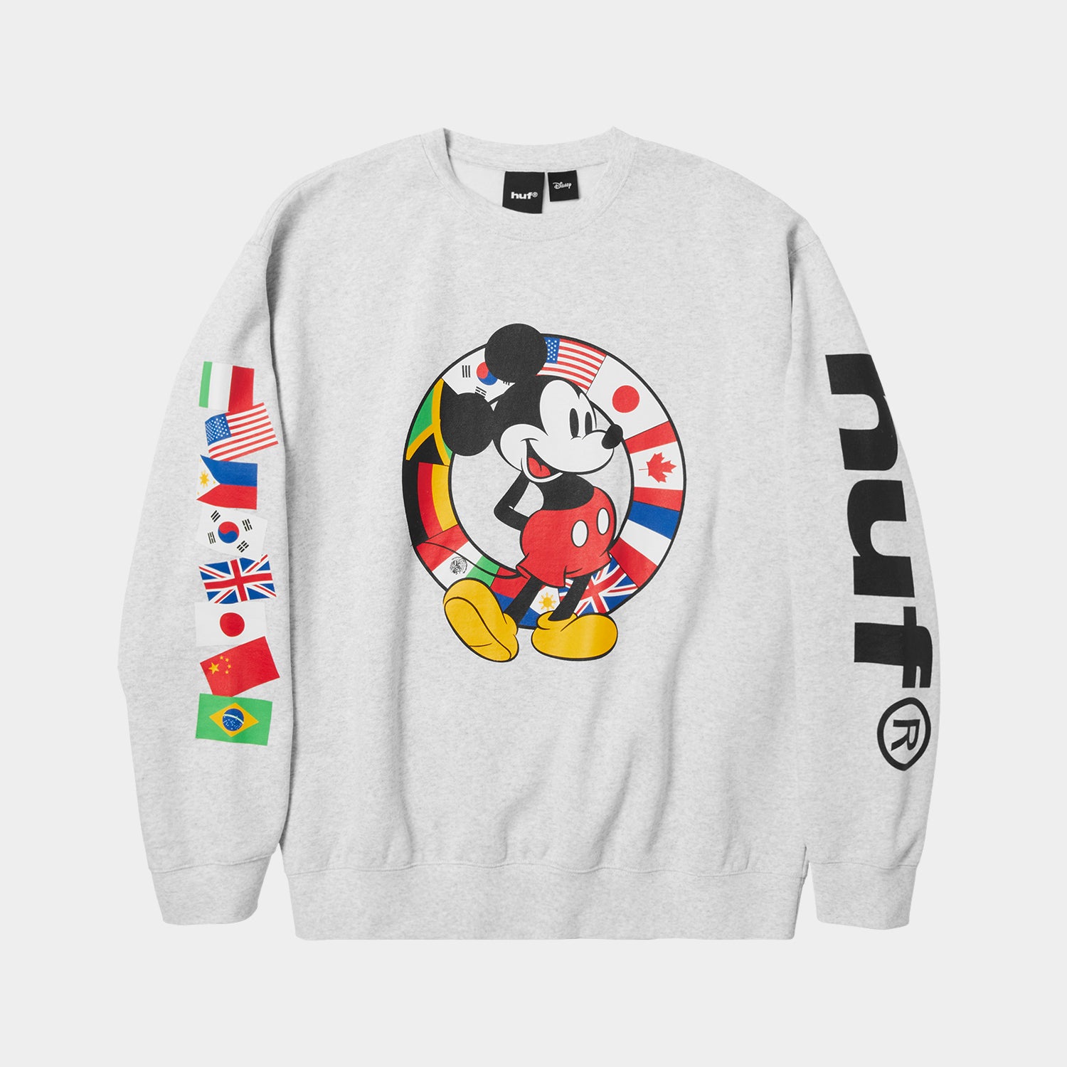 HUF (ハフ) Worldwide JP /SWEATSHIRTS（スウェットシャツ）/ DISNEY | HUF MICKEY WORLDWIDE TOUR CREWNECK商品 / HEATHER GREY