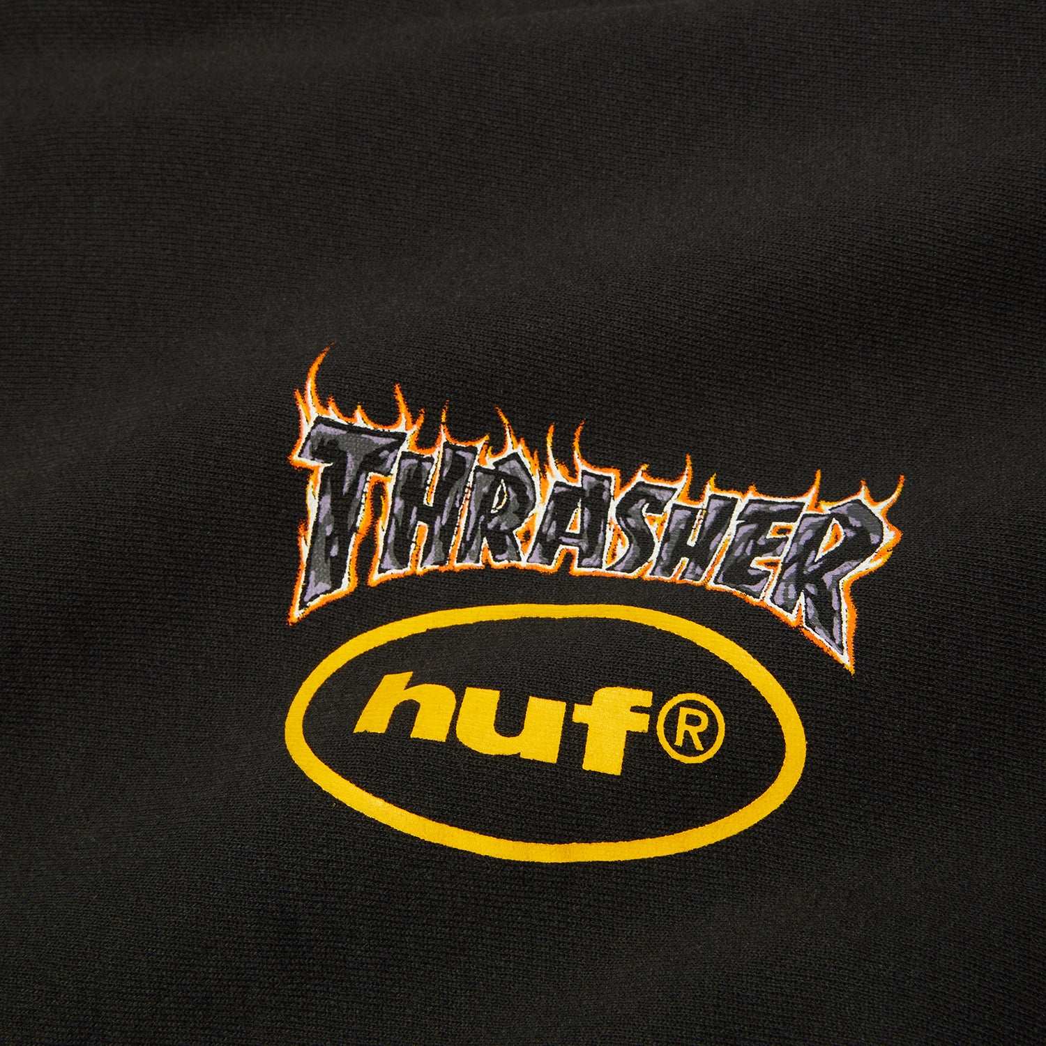 HUF (ハフ) Worldwide JP /HOODIES（パーカー）/ HUF X THRASHER MELTDOWN HEAVYWEIGHT HOODIE商品 / WASHED BLACK