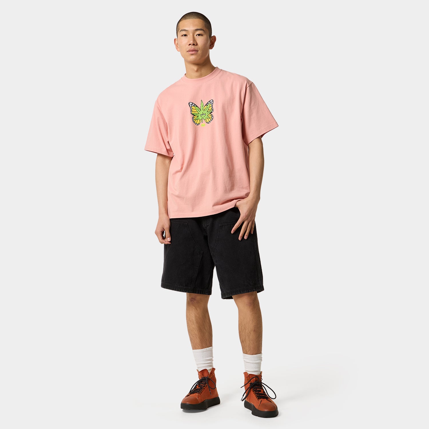 HUF (ハフ) Worldwide JP /T-SHIRTS（Tシャツ）/ GREEN BUDDERFLY TEE商品 / LT ORANGE