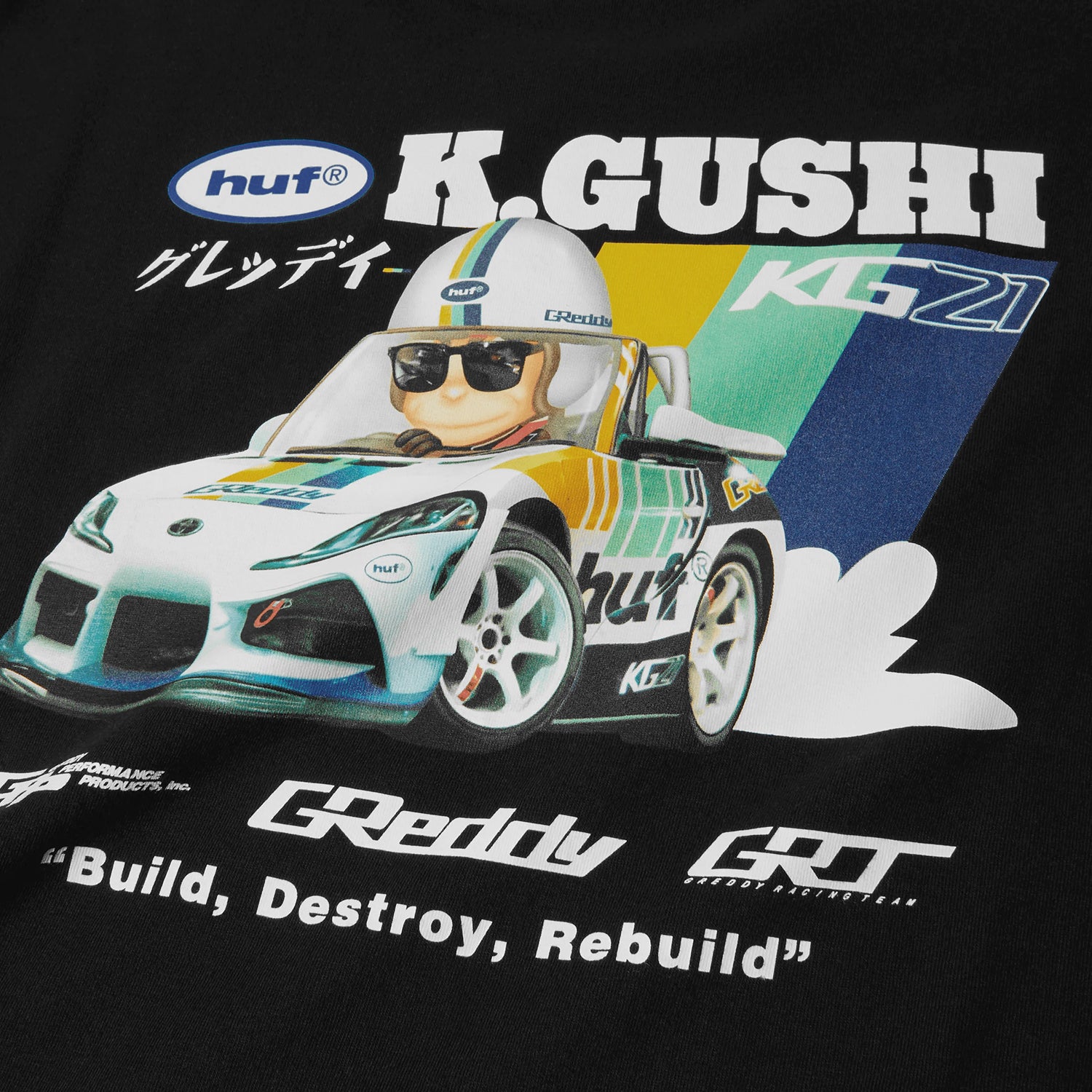 HUF (ハフ) Worldwide JP /T-SHIRTS（Tシャツ）/ HUF X GREDDY GUSHI TEE商品 / BLACK