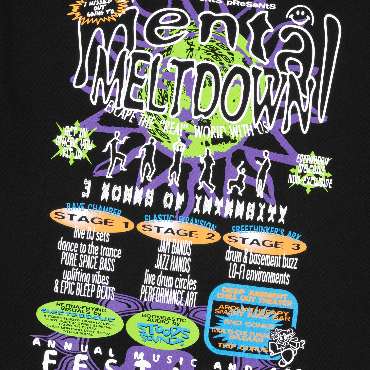 HUF (ハフ) Worldwide JP /T-SHIRTS（Tシャツ）/ MENTAL MELTDOWN TEE商品 / BLACK