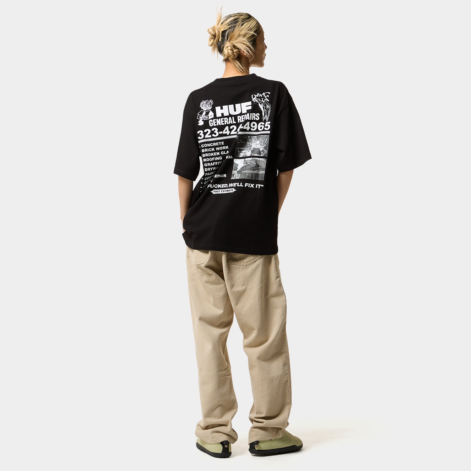 HUF (ハフ) Worldwide JP /T-SHIRTS（Tシャツ）/ GENERAL REPAIRS TEE商品 / BLACK