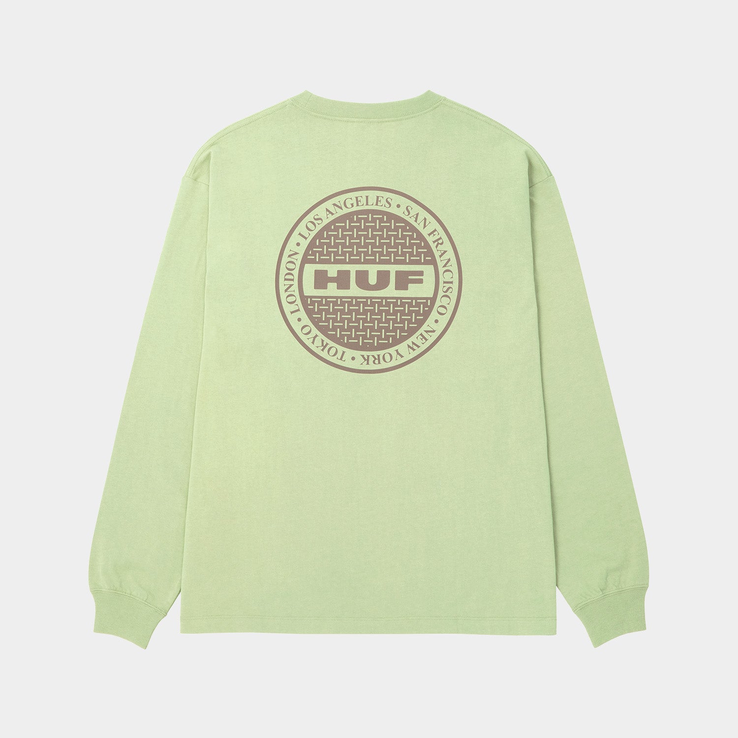 HUF (ハフ) Worldwide JP /T-SHIRTS（Tシャツ）/ MANHOLE LS TEE商品 / WHITE/GREEN