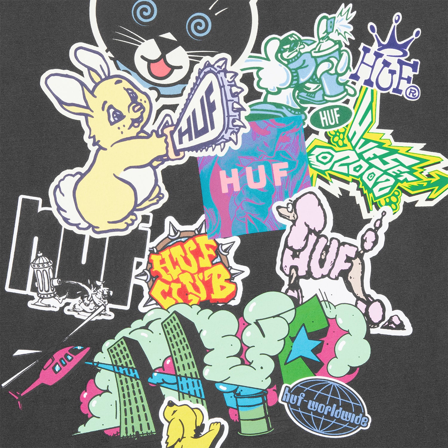 HUF (ハフ) Worldwide JP /T-SHIRTS（Tシャツ）/ STICKER LS TEE商品 / BLACK