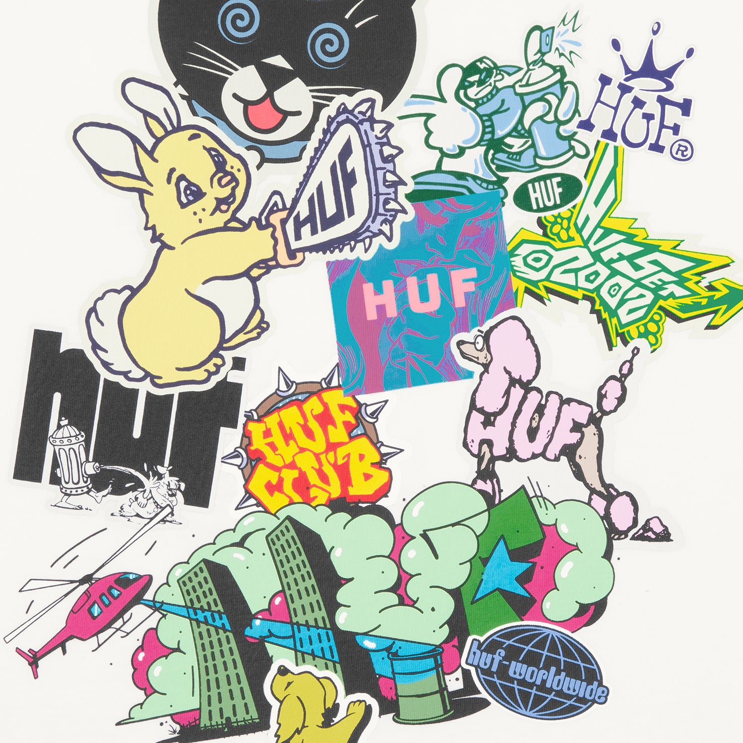 HUF (ハフ) Worldwide JP /T-SHIRTS（Tシャツ）/ STICKER LS TEE商品 / BLACK