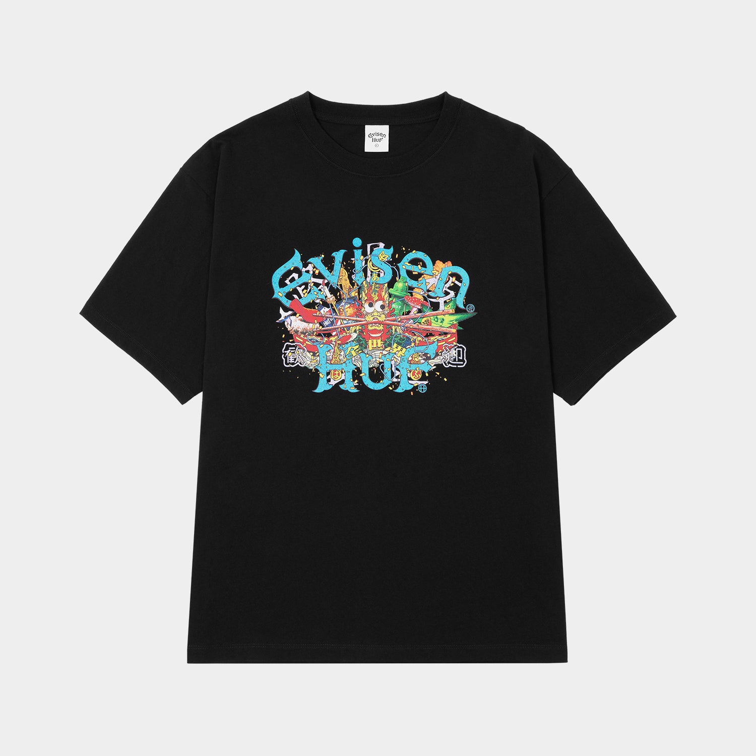 HUF (ハフ) Worldwide JP /T-SHIRTS（Tシャツ）/ HUF X EVISEN SKATEBOARDS DRAGON TEE商品 / BLACK