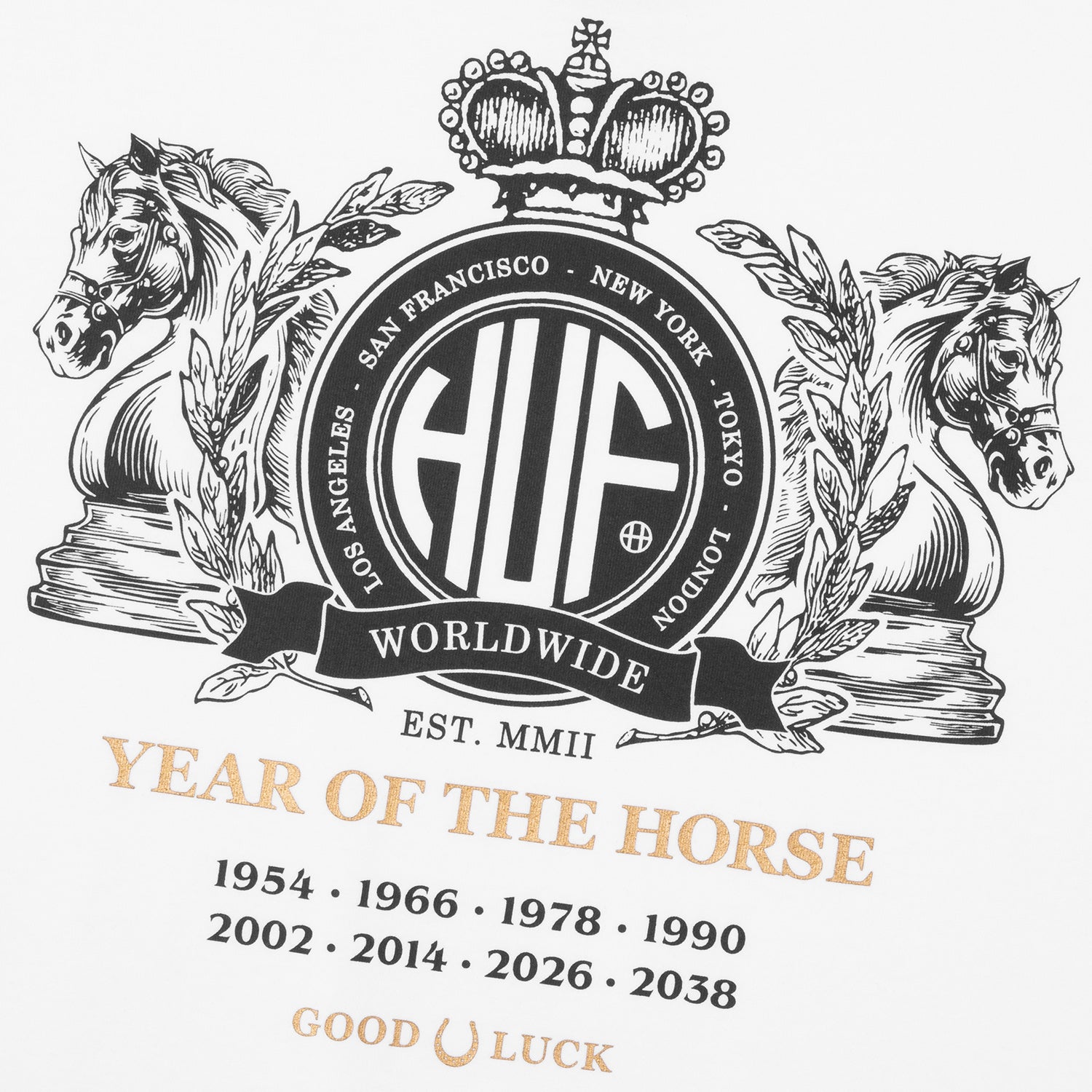 HUF (ハフ) Worldwide JP /T-SHIRTS（Tシャツ）/ YEAR OF THE HORSE TEE商品 / WHITE